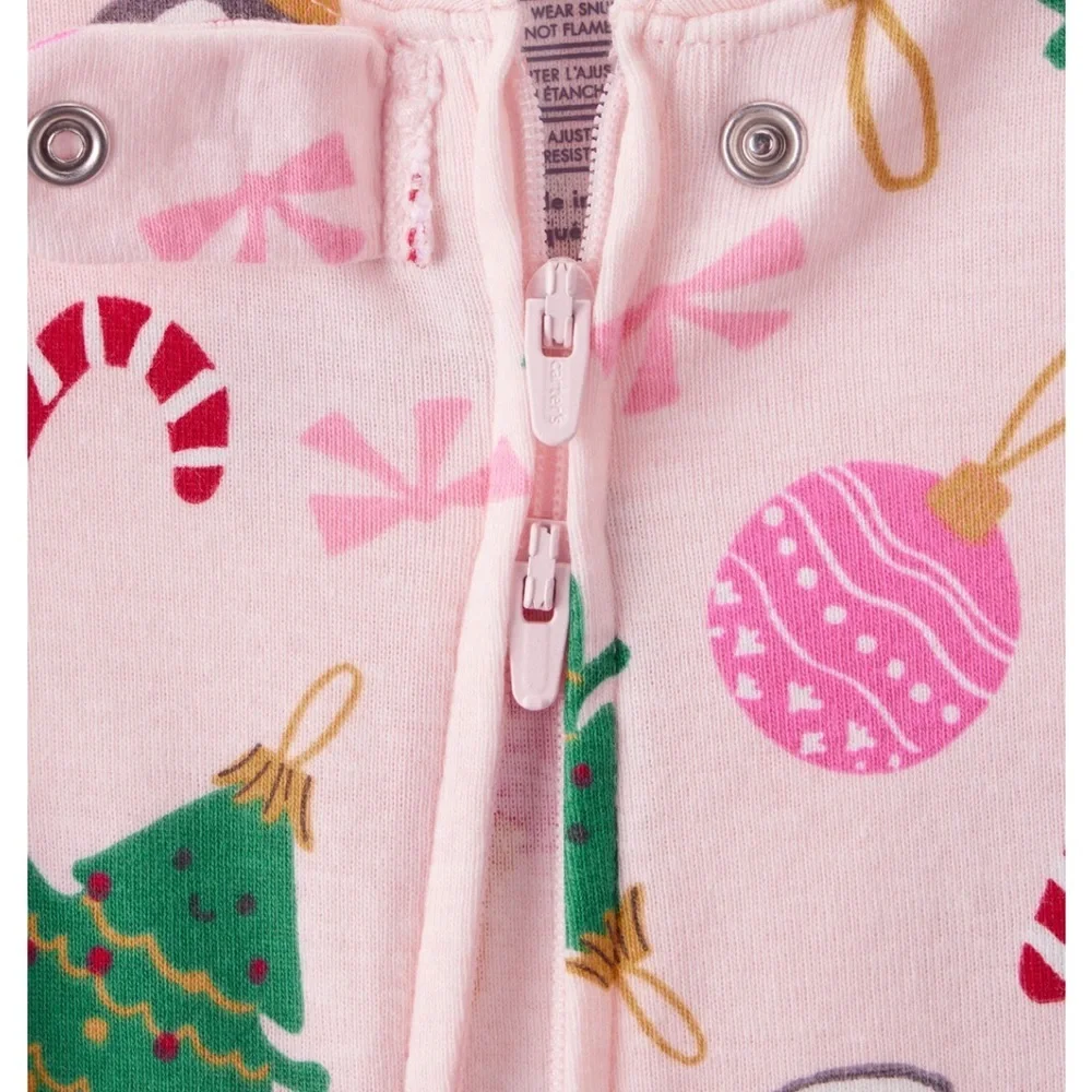 Carter's Pink Festive Penguin and Tree Footie